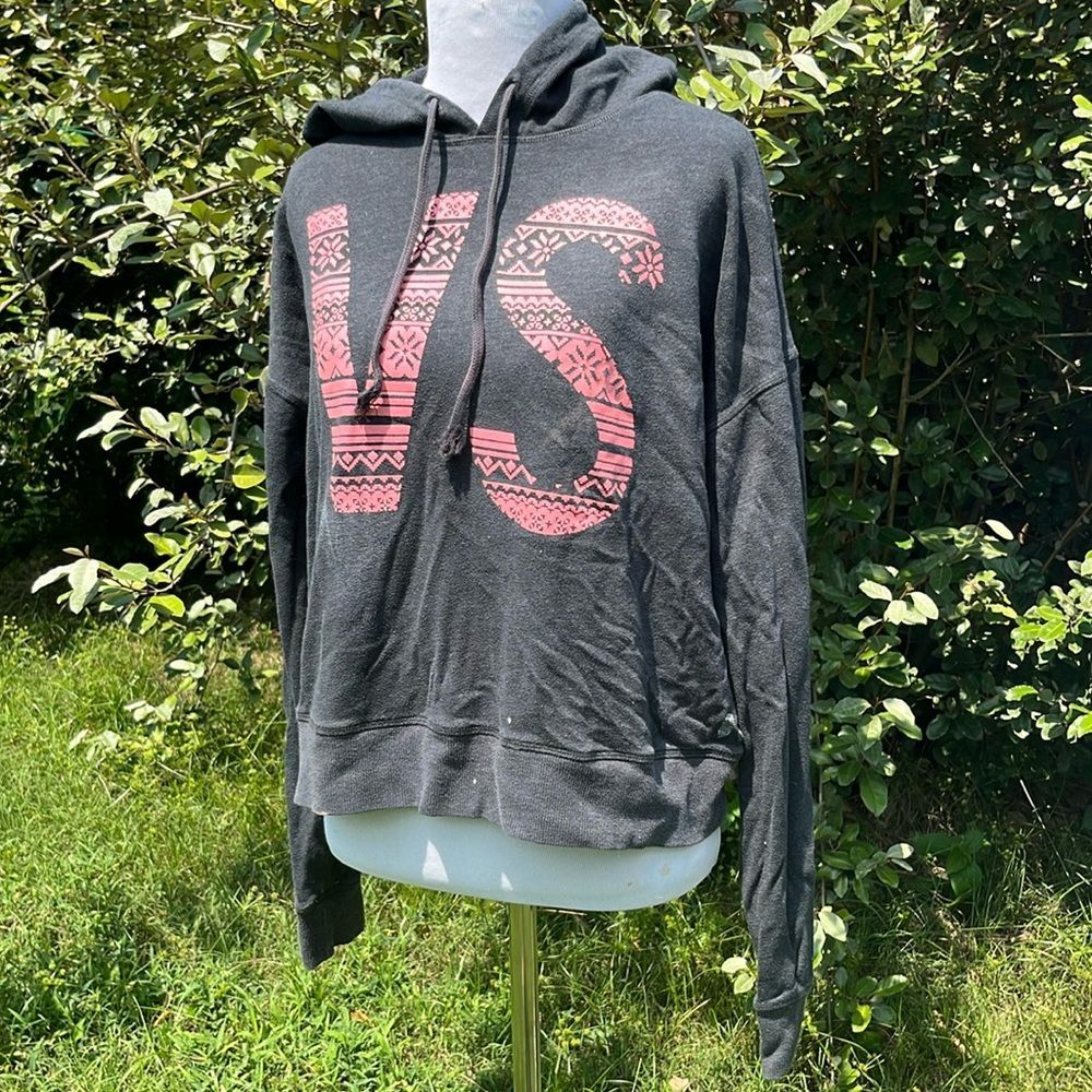 Victoria’s Secret VS Patterned Logo Hoodie Lightweight Size Large FLAWED GEM